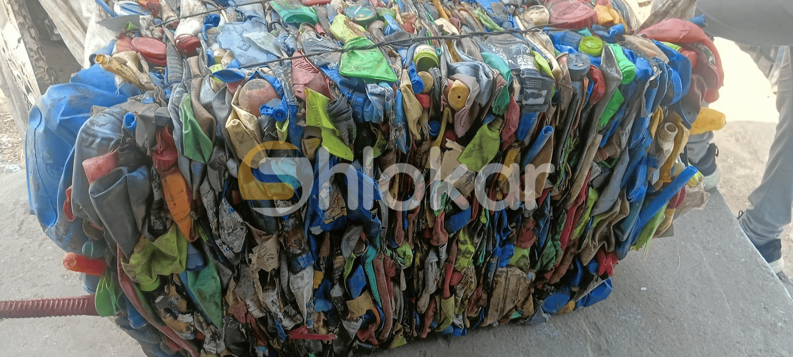 HDPE Scrap bales (1L/2L/5L) ready for recycling